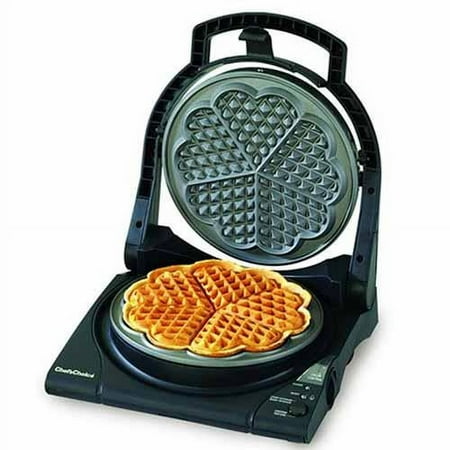 Chef'sChoice - M840 WafflePro Taste/Texture Select Waffle Maker Traditional Five-of-Hearts Easy to Clean Nonstick Plates - Black