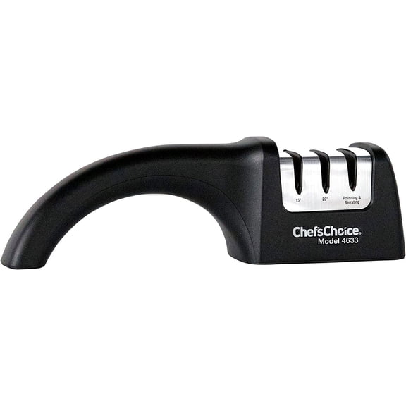 Chef'sChoice Professional Manual Knife Sharpeners AngleSelect for 15- and 20-Degree Straight-Edge and Serrated Knives with Diamond Abrasives Precise Angle Control & Compact Footprint, 2-Stage, Black