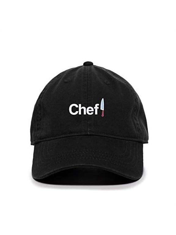 Chef with Knife Baseball Cap Embroidered Cotton Adjustable Dad Hat Black