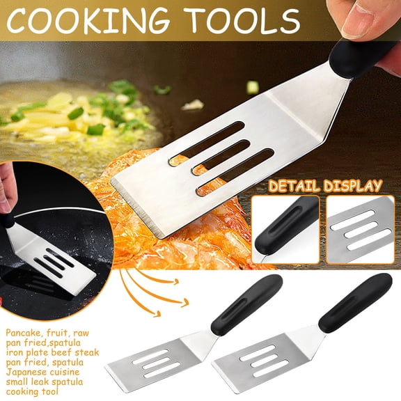 ChefMaster Teppanyaki Spatula - Slotted Stainless Steel Steak Turner & Burger Flipper - Small Japanese Grill Spatula for Cooking, Grilling, BBQ (1pc Spatula)