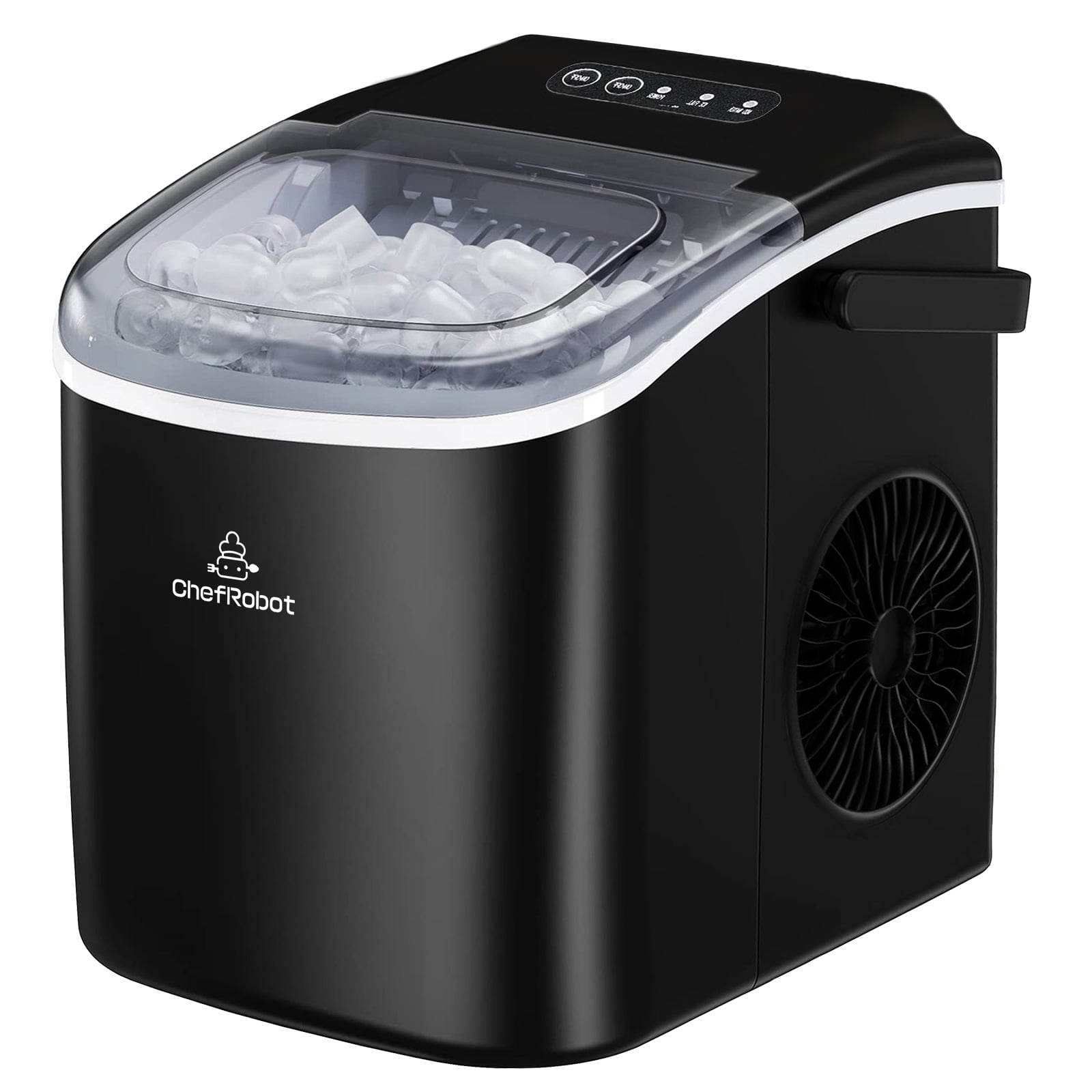 ChefRobot Ice Maker Countertop, Self-Cleaning Ice Maker with Ice Scoop and  Basket, Make 26.5 lbs Ice in 24 Hrs, 9 Ice Cubes Ready in 6-8 Mins, Black 
