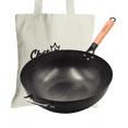 ChefSeason Flat Bottom Carbon Steel Wok 12.6“, Large woks & stirfry