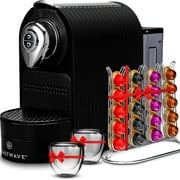 ChefWave Espresso Machine for Nespresso Capsules Black with Holder and Cups
