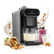 ChefWave Milkmade Non-Dairy Milk Maker Silver/Black   6 Program, Auto-Clean Nut Milk Machine with Nut Platter Almonds, Cashews, Walnuts, Hazelnuts