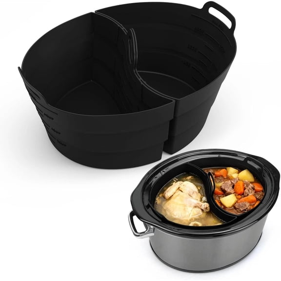 Chefaid Slow Cooker Divider Liners with Handle, 100% Silicone Reusable Slow Cook