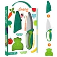 thumbnail image 1 of Chefclub Kids - Kitchen Knife Set for Children - Stainless Steel Blade - Finger Guard and Blade Protection Included - Ergonomic Handle, Safe Kitchen Knife Tool, Kids Cooking Supply (Green), 1 of 8