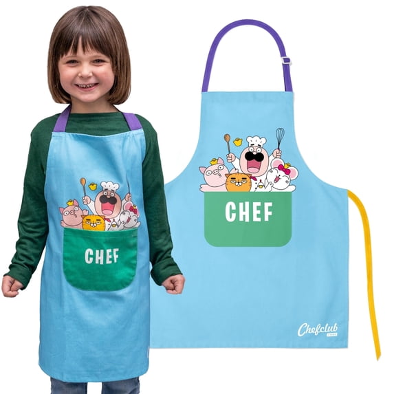 Chefclub Little Chef 100% Cooking Apron - Blue, Characters