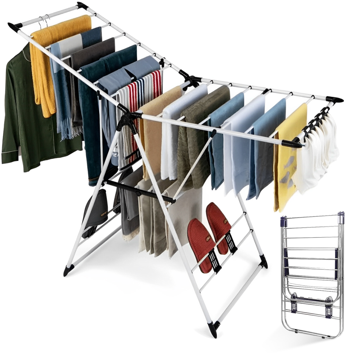 Mainstays SpaceSaving Collapsible Bamboo Laundry Drying Rack
