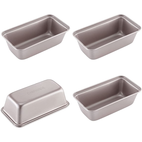 CHEFMADE Mini Loaf Pan Set, 5.5-inch 4Pcs Non-Stick Rectangle Bread and Cake Bakeware for Oven & Instant Pot, Dishwasher Safe (Champagne Gold)
