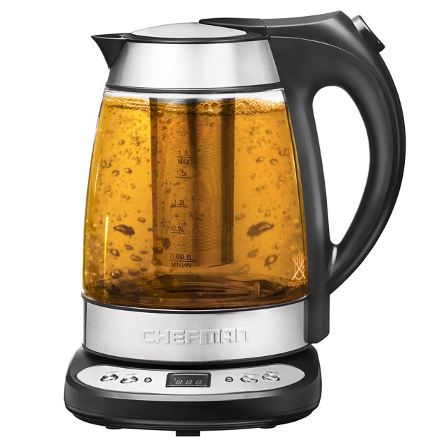 Chefman 1.7 Liter/1.8 Quart Precision Electric Glass Digital Tea Kettle