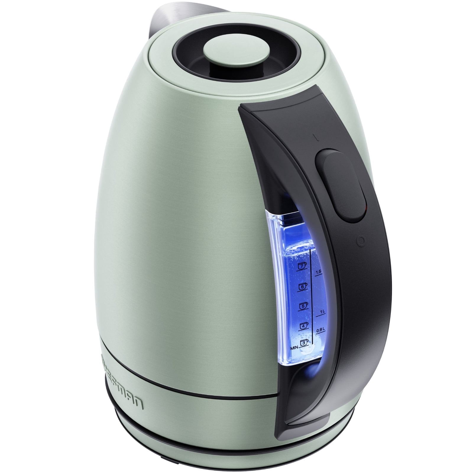 Chefman 1.7L Electric Kettle w/ Automatic Shutoff, LED Lights - Green Stainless Steel, New