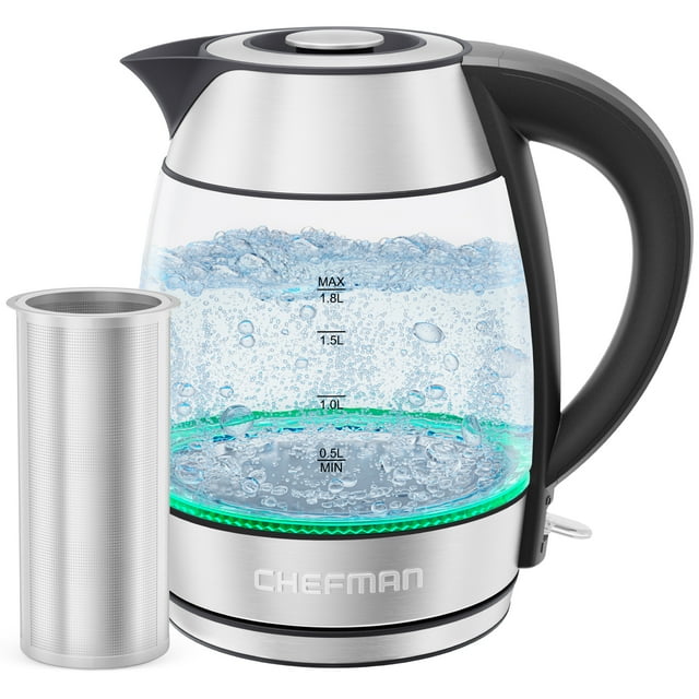 Chefman 1.8 Liter Electric Tea Kettle with LED Lights and Bonus Tea