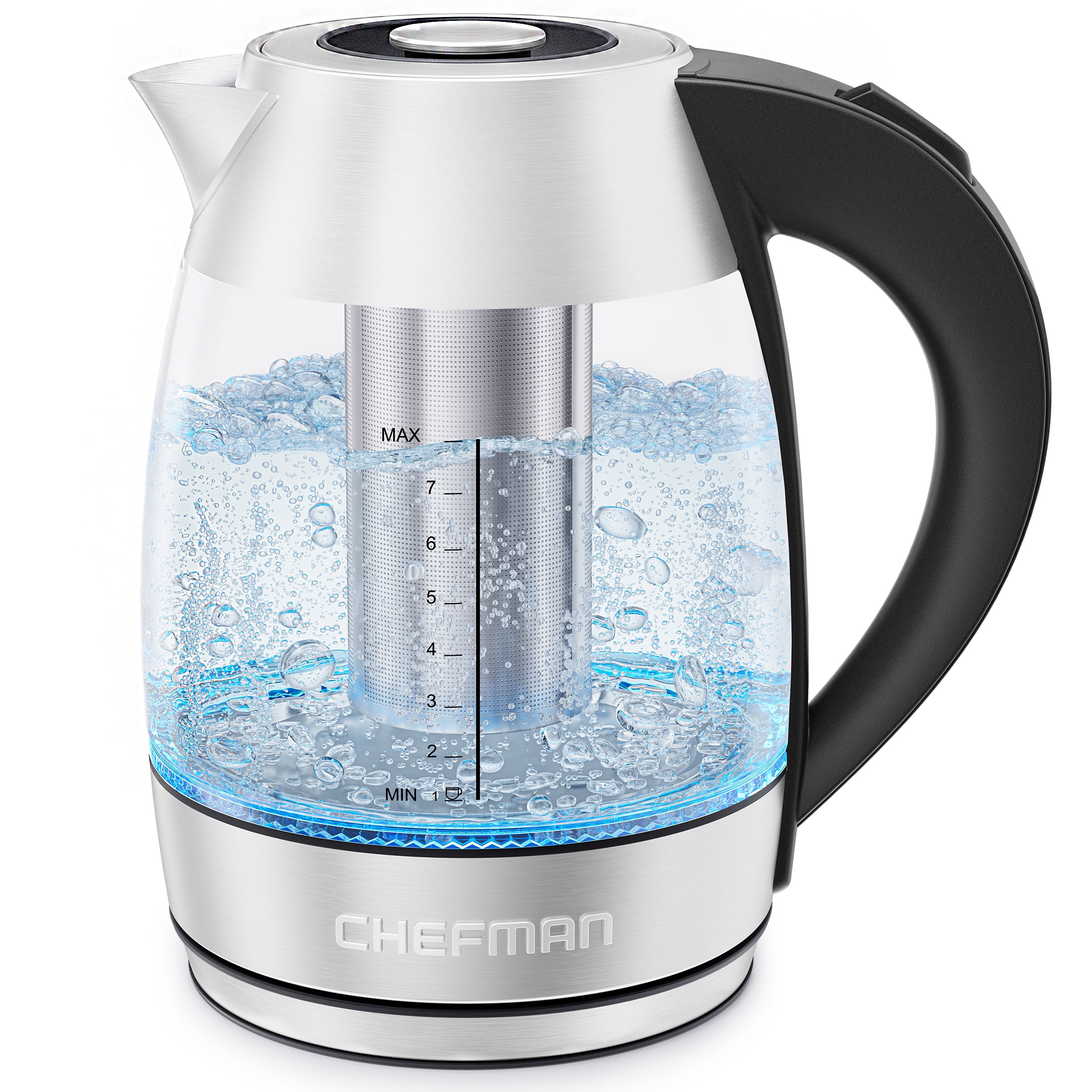 Chefman 1.8L Glass Electric Kettle, Fast Boiling W/ LED Light, Auto