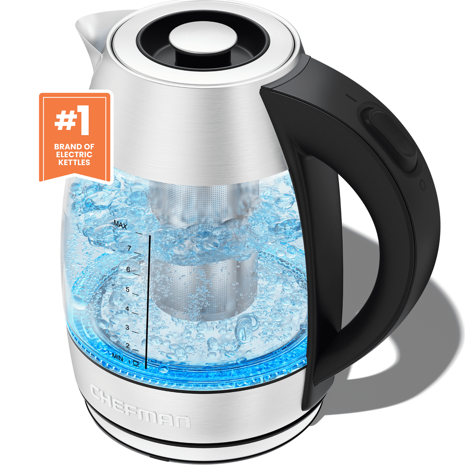 Chefman 1.8L Glass Electric Kettle Fast Boiling W LED Light