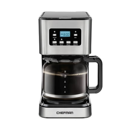 Chefman 12-Cup Programmable Coffee Maker w/ Digital Display, Auto Shut Off - Stainless Steel