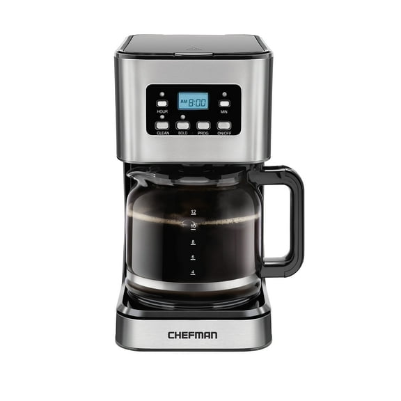 Chefman 12-Cup Programmable Coffee Maker w/ Digital Display, Auto Shut Off - Stainless Steel