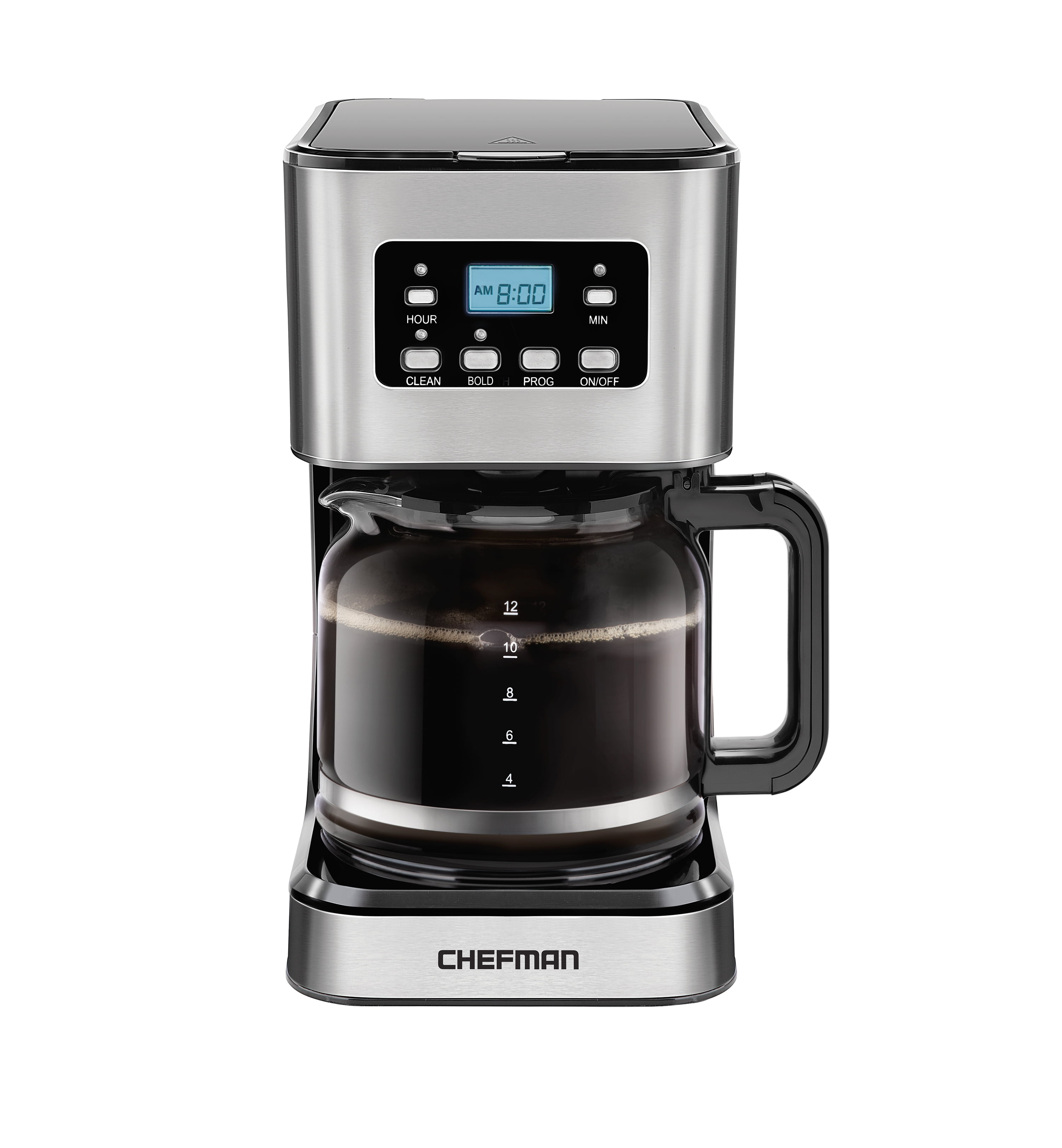 Chefman 12 Cup Programmable Coffee Maker w Digital Display Auto Shut Off Stainless Steel New