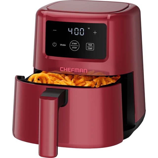 Chefman 2 Qt Compact Air Fryer w/ Digital Display and Shake Reminder - Red