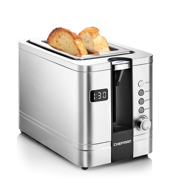 Chefman 2Slice Digital PopUp Toaster, Stainless Steel, Bagel Sized
