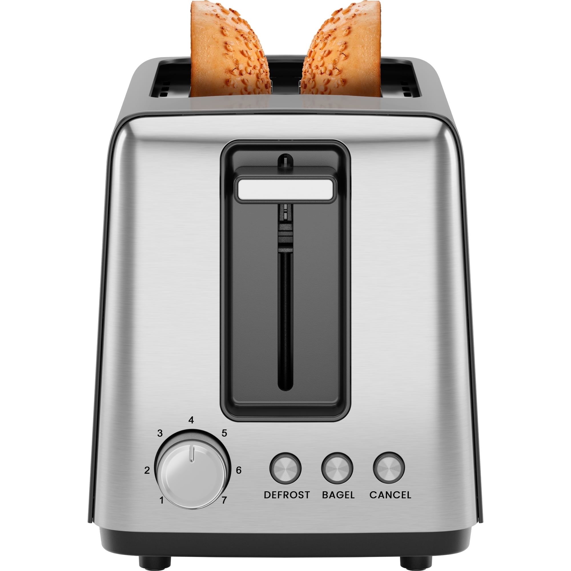 Chefman 2 Slice Toaster with 7 Shade Settings, Removable Crumb Tray, Bagel & Defrost Modes — Black