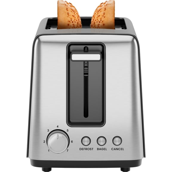 Chefman 2 Slice Toaster with 7 Shade Settings, Removable Crumb Tray, Bagel & Defrost Modes — Black