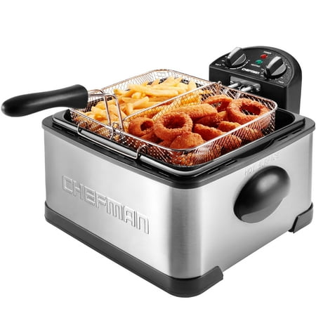 Chefman 4.5L Dual Cook Deep Fryer, XL Capacity, Adjustable Temperature & Timer - Stainless Steel
