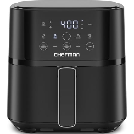 Chefman 4 Qt Compact Digital Touch Air Fryer w/ Hi-Fry & Shake Reminder - Black