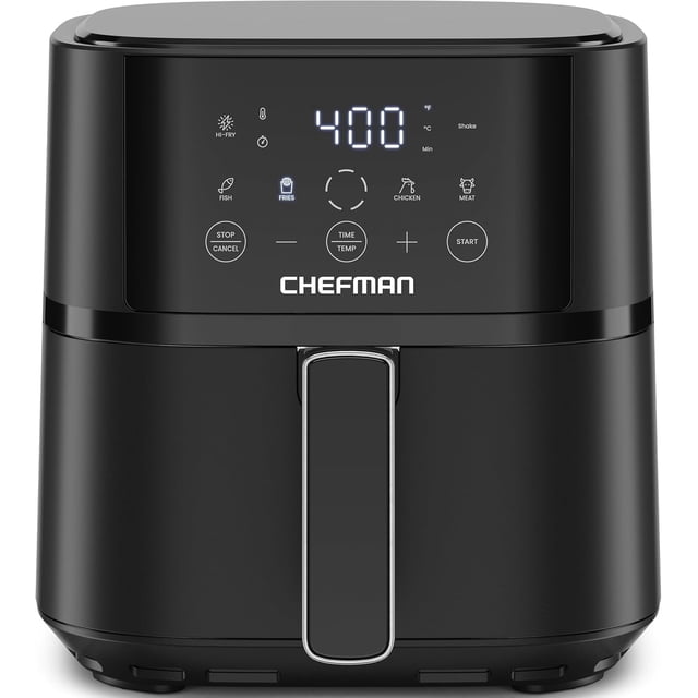 Chefman 4 Qt Compact Digital Touch Air Fryer w/ Hi-Fry & Shake Reminder - Black