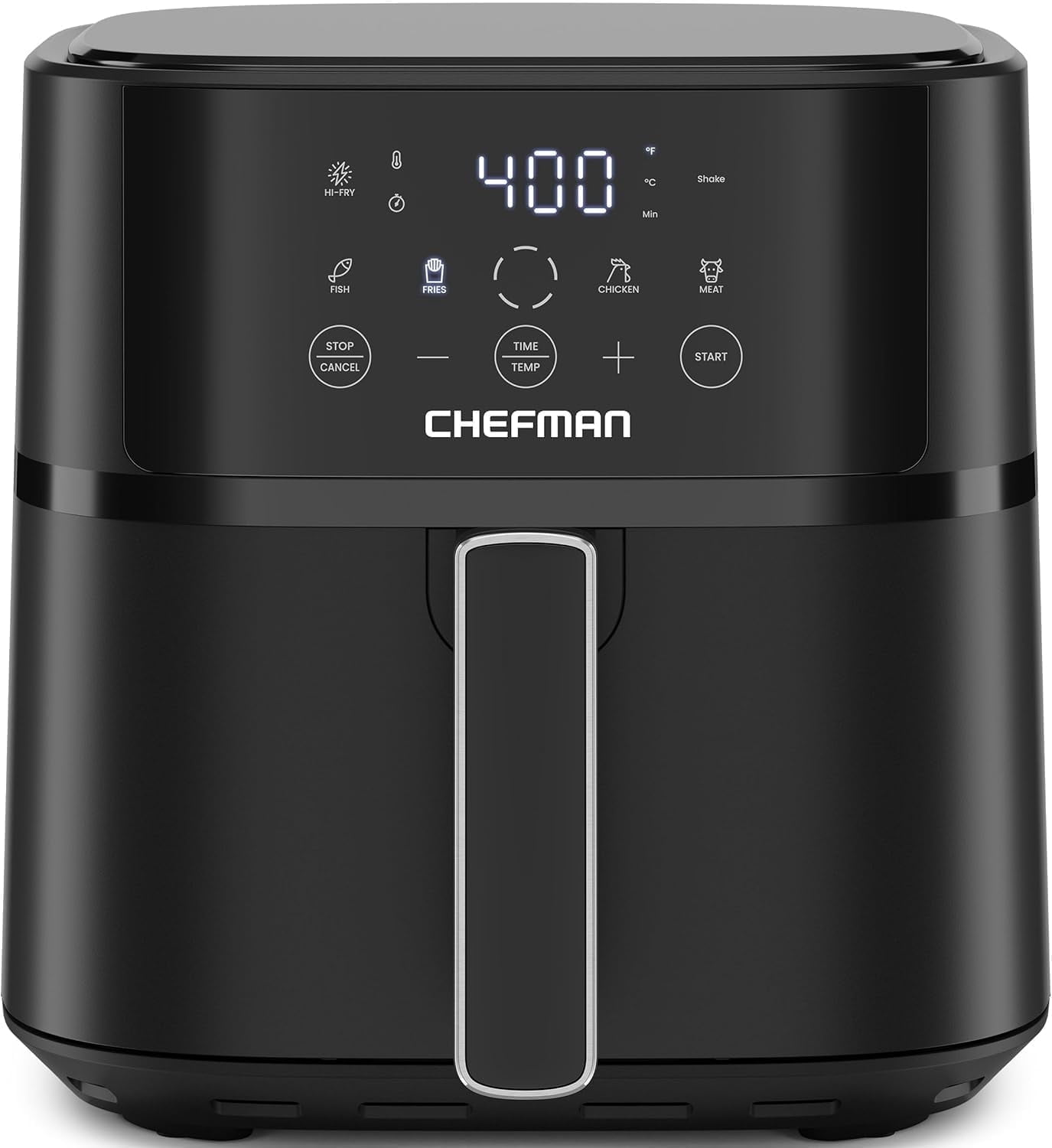 Chefman 6 Qt Compact Digital Touch Air Fryer w/ Hi-Fry & Shake Reminder - Black
