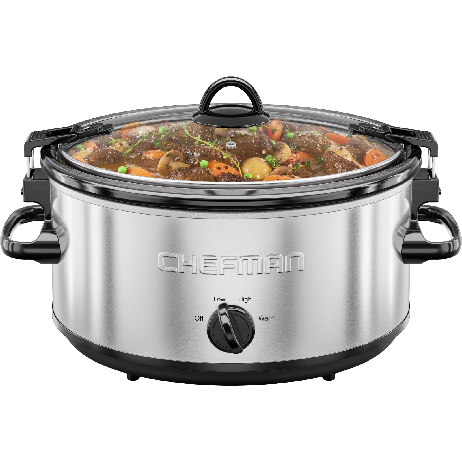 Chefman 6 Qt. Slow Cooker w/ Locking Lid and Three Heat Settings -  Stainless Steel, New