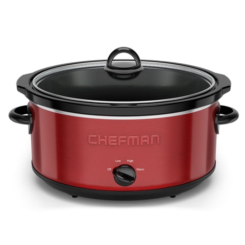 Chefman 7-Quart Electric Slow Cooker, Dishwasher-Safe Crock - Red