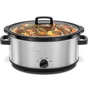 Chefman 7-Quart Family Size Electric Slow Cooker, Dishwasher-Safe Crock - Stainless Steel