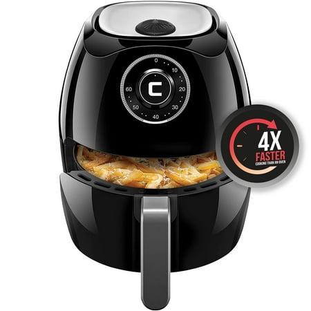 CHEFMAN - 6.5L Analog Air Fryer - Black/Stainless Steel