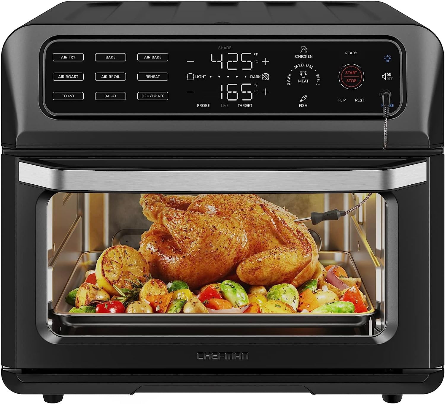Chefman 20QT Black Stainless Steel Air Fryer Toaster Oven Combo