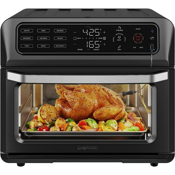 Chefman Dual Function Digital Air Fryer Oven with Temperature Probe, Black
