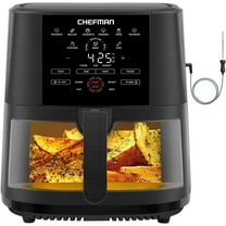 Chefman Air Fryer w/ Digital Touch Display, 8 Qt. Capacity, Windowed Basket - Black, New