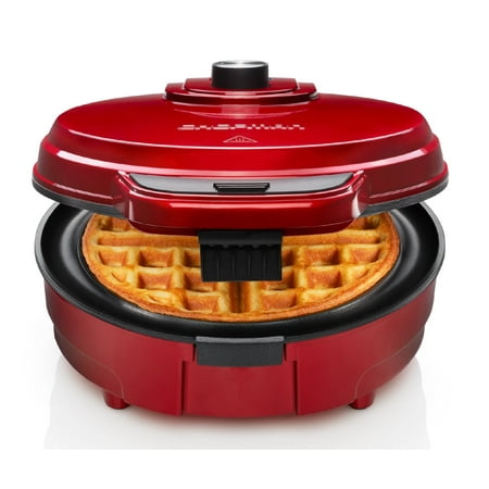 Chefman?Anti-Overflow Belgian Waffle Maker w/ Shade Selector, Non-Stick - Red