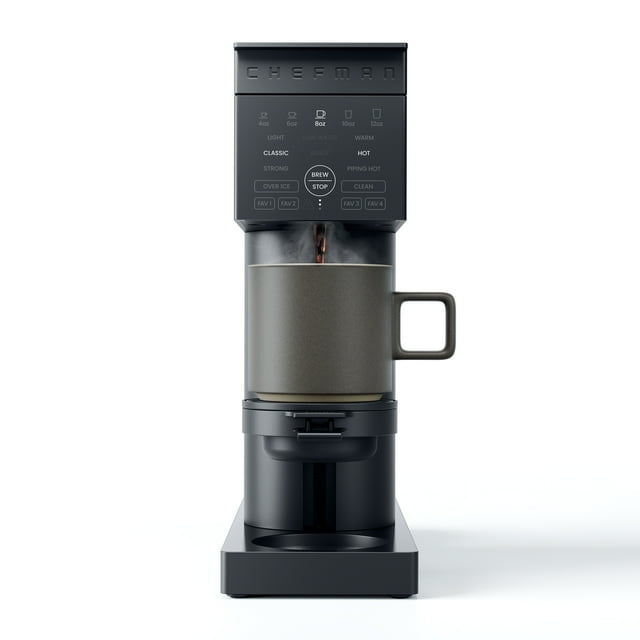 Chefman Single Serve Coffee Maker, Works with K-Cup & Grounds - Black