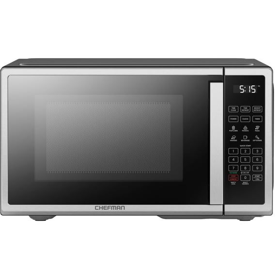 Chefman Countertop Microwave Oven 0.9 Cu. Ft., 900W, 3 Presets, & 10 Power Levels – Stainless Steel