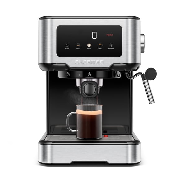 Chefman CraftBrew Espresso Machine W/ Steam Wand and Touch Controls – Stainless Steel