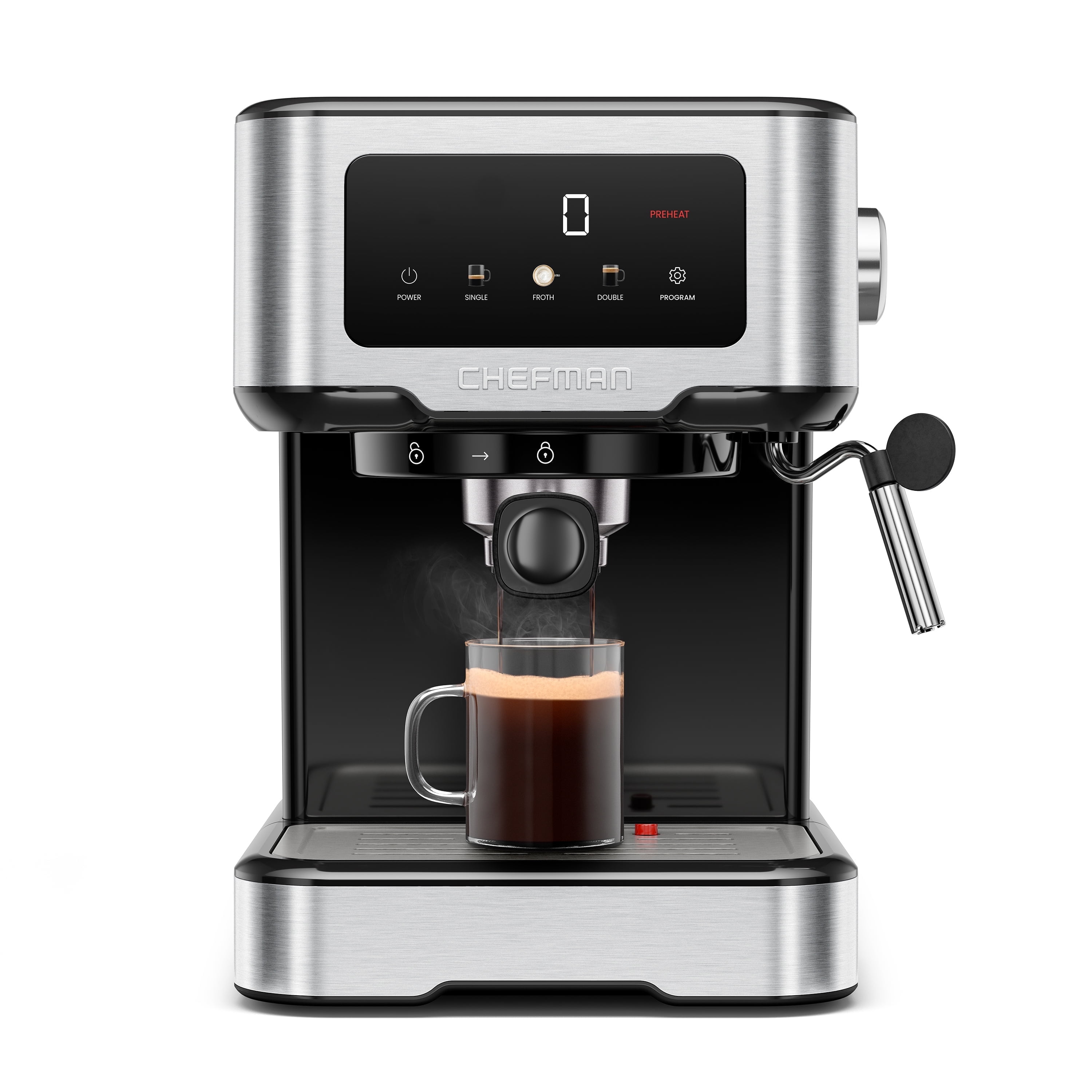 Chefman CraftBrew Espresso Machine w/ Steam Wand and Touch Controls – Stainless Steel - Walmart.com