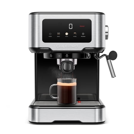 Chefman CraftBrew Espresso Machine w/ Steam Wand and Touch Controls – Stainless Steel