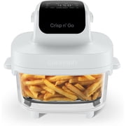 Chefman Crisp n  Go 4 Qt Glass Air Fryer, 4-in-1 with See-Through Glass Bowl & Storage Lid - Ash Grey