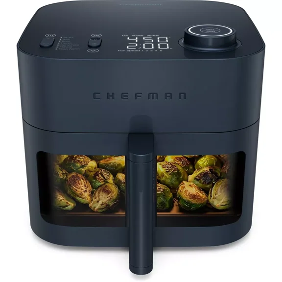 Chefman Crispinator 8-Quart 7-in-1 Air Fryer with Powerful, Whisper-Quiet DC Motor & 450°F Max Temp - Midnight
