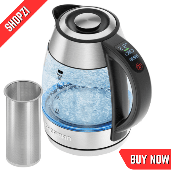 Chefman Custom-Temp 1.8L Electric Kettle Electric Kettle  1.8L Rapid Boil, Custom Temperature Control, Stainless Steel Kettle for Tea, Coffee & Hot Beverages, Auto Shut-Off, Corded