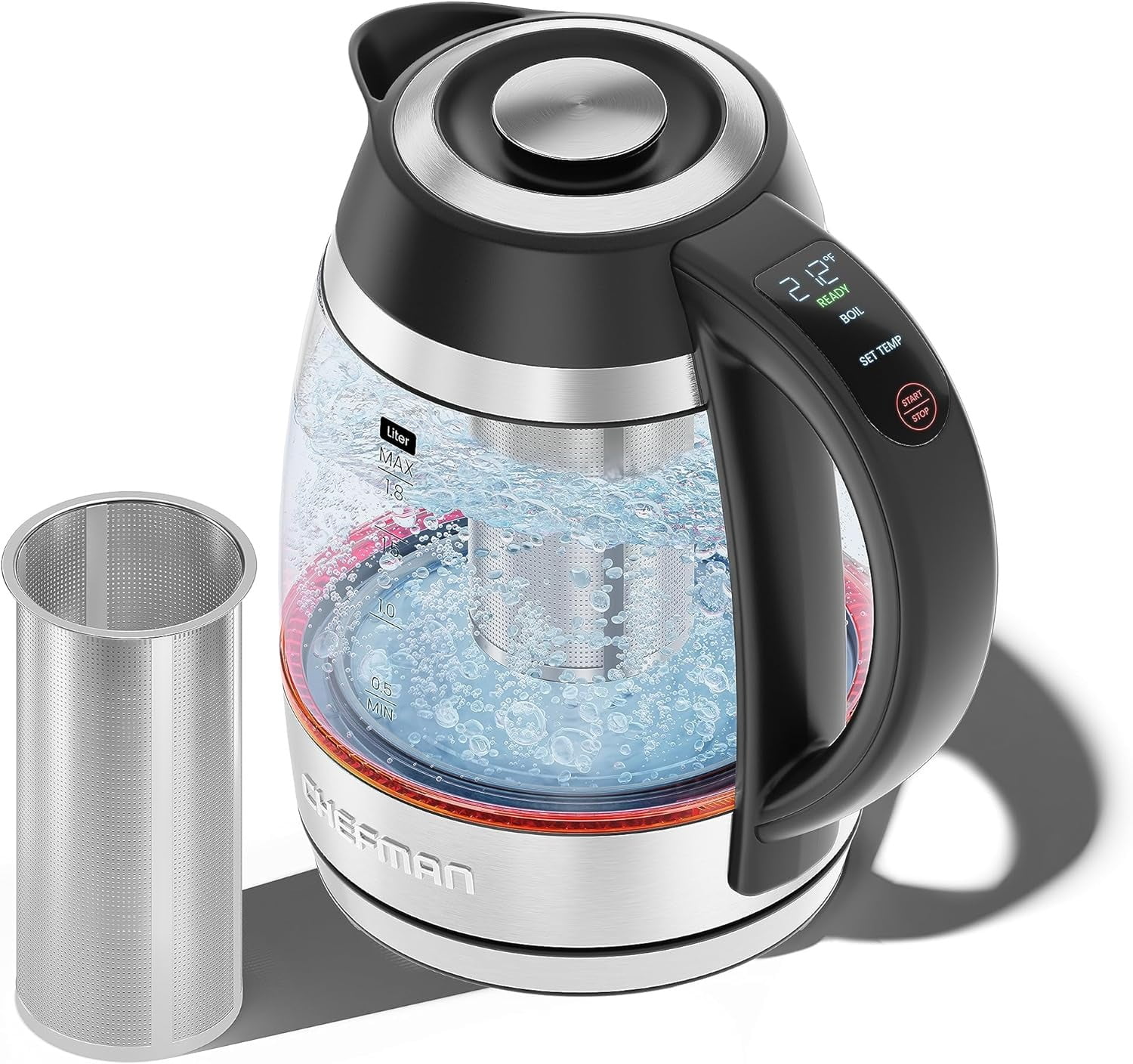 Chefman 1.8L Stainless Steel Electric Tea Kettle with Infuser