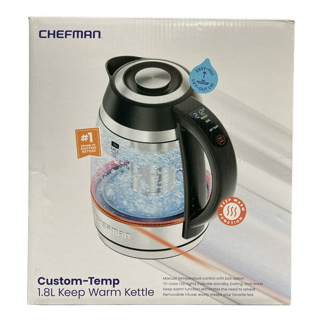 Chefman CustomTemp 1.8L Electric Tea Kettle With Tea Infuser
