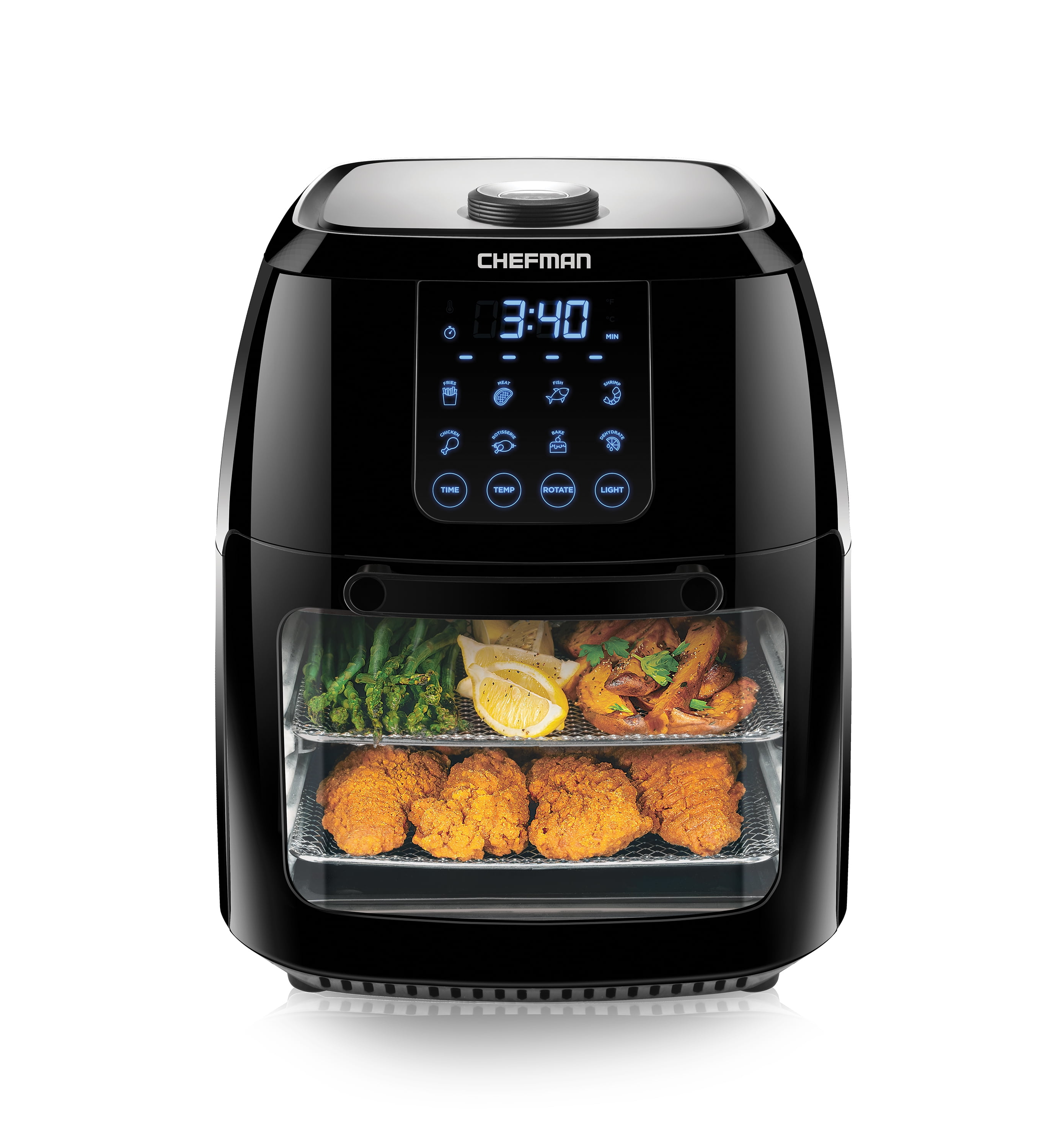 Chefman Digital Air Fryer+ Rotisserie Oven, Dehydrator, Black, 6.3