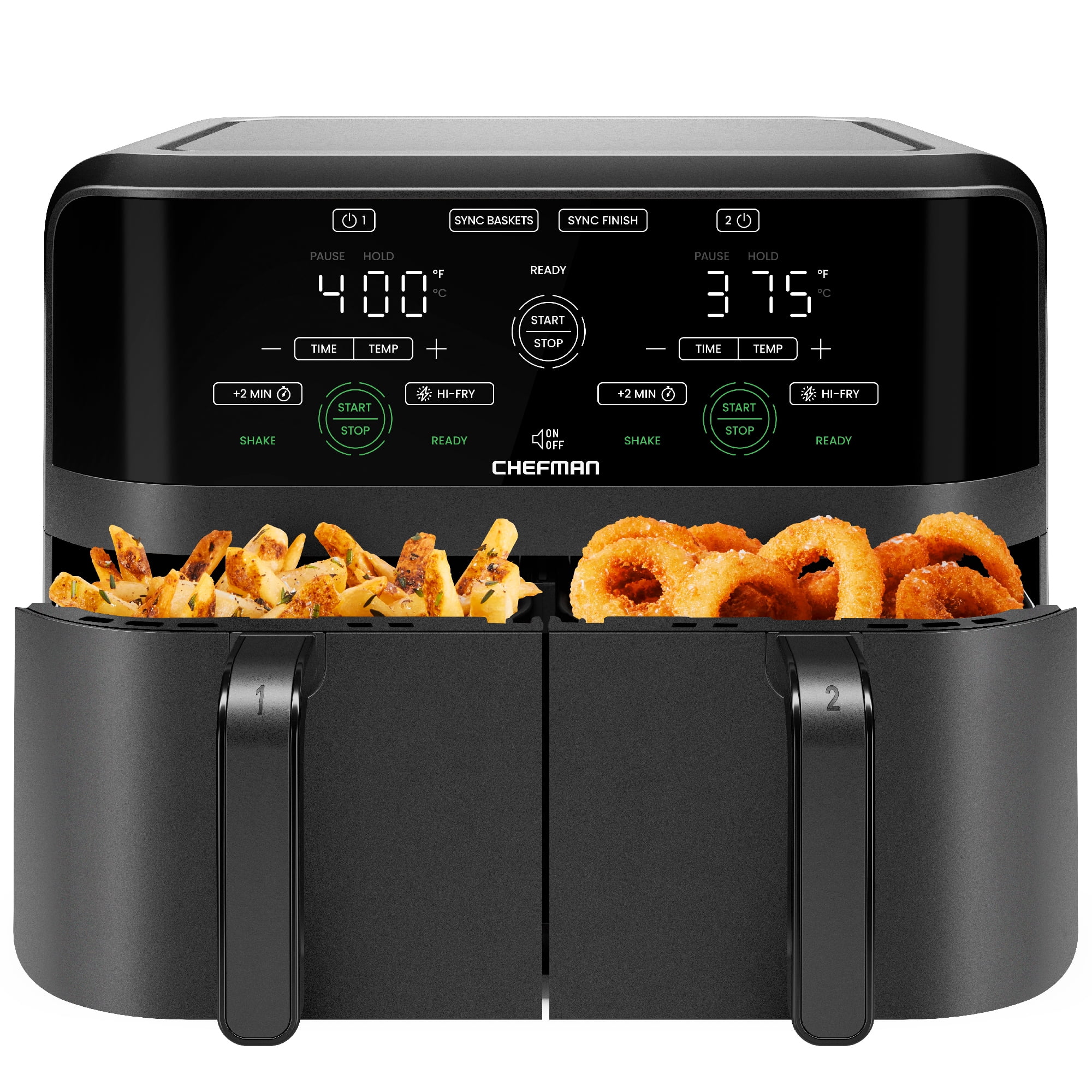 Chefman Dual Basket Air Fryer w/ Digital Touchscreen, 2 Independent 3