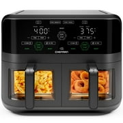 Chefman Dual Basket Digital Air Fryer Oven w/ Easy View Windows, 2 Independent 3 Qt Baskets - Black, New